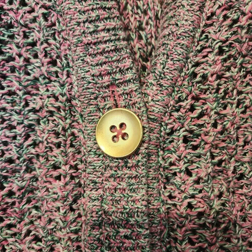 J.Jill button front cardigan sz S women Boho Marled Open Knit